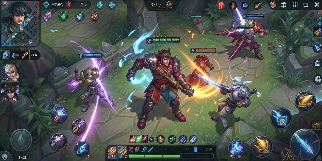 Menampilkan aksi seru dalam gameplay MOBA 33L.