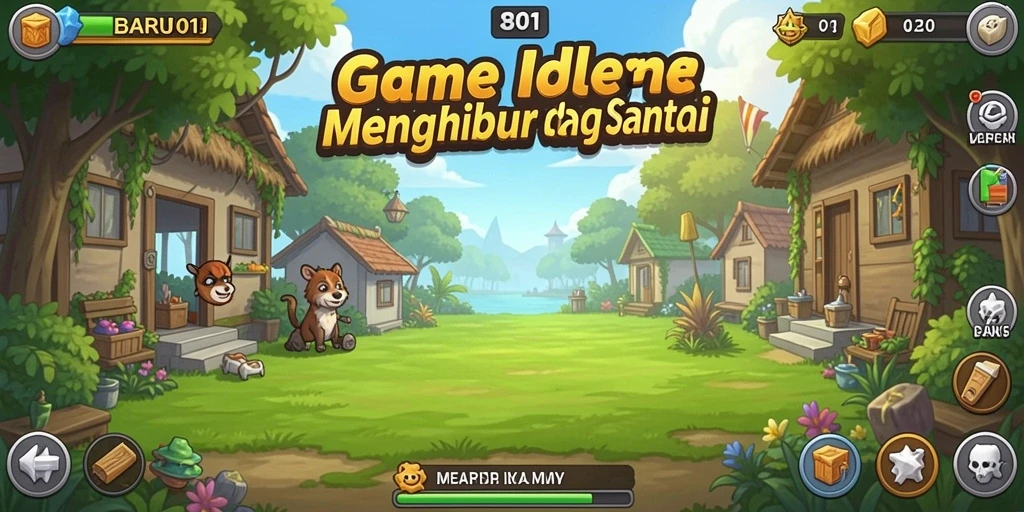 Screenshot gameplay BARU01 menunjukkan karakter yang sedang mengumpulkan sumber daya.