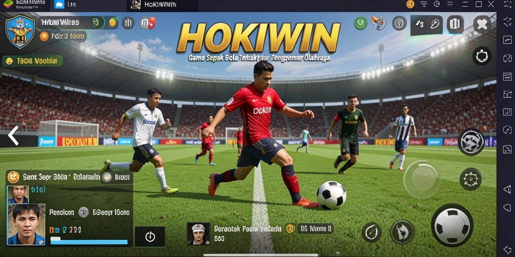 Tampilan gameplay HOKIWIN yang mendebarkan dengan aksi sepak bola yang intens.