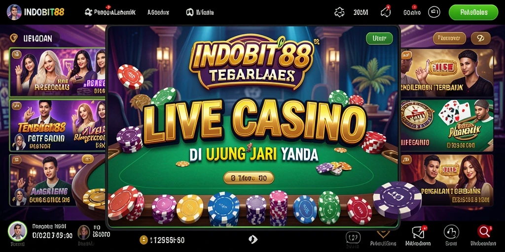 Screenshot INDOBIT88 menampilkan dealer dan gameplay Live Casino yang menarik.