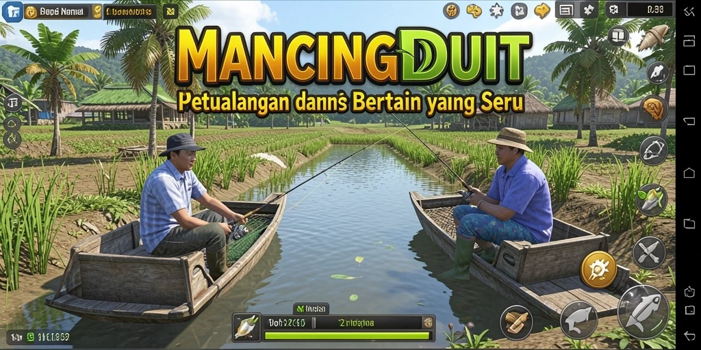Tampilan gameplay MANCINGDUIT dengan aktivitas memancing yang seru.