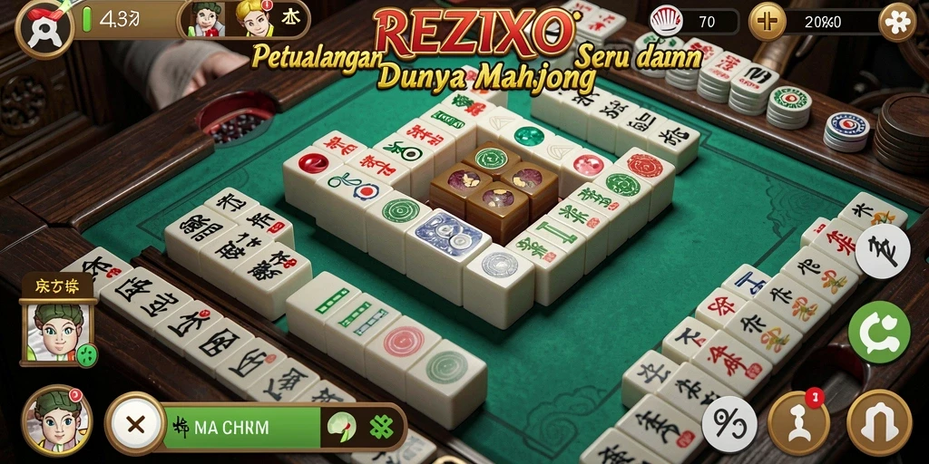 Screenshot gameplay REZIXO yang menunjukkan tantangan Mahjong yang mendebarkan.