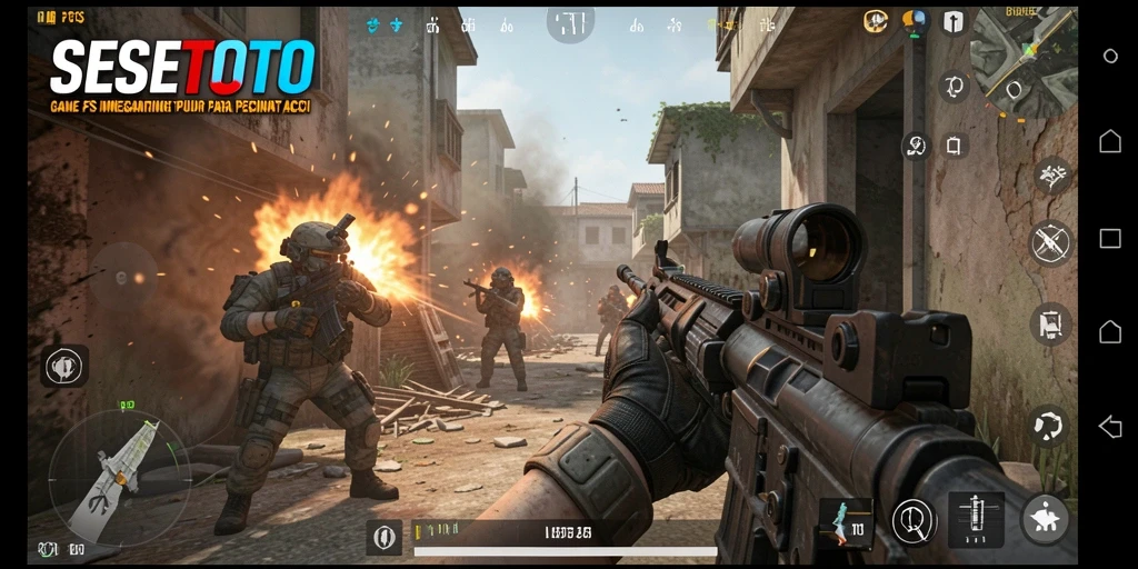 Tampilan gameplay seru SESETOTO dengan aksi tembak-menembak yang intens.