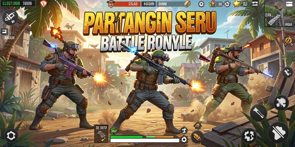 Screenshot utama SLOST8808 dengan aksi Battle Royale yang mendebarkan.