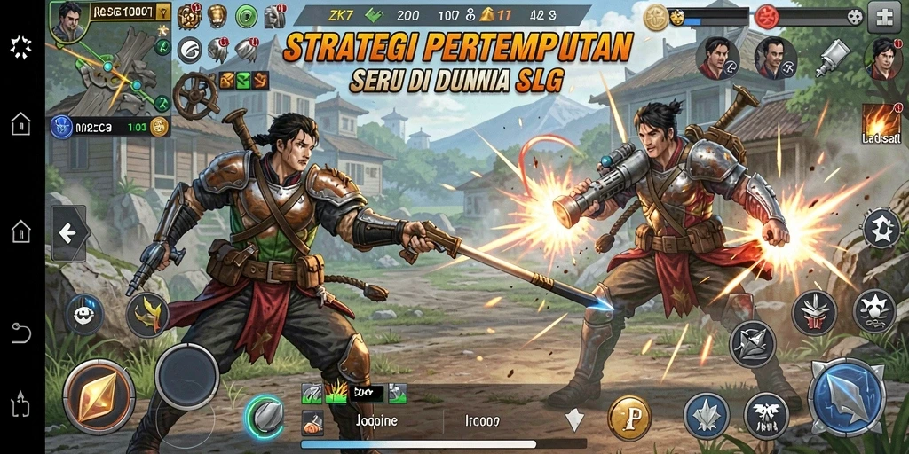 Screenshot gameplay ZK7 dengan pertempuran seru dan strategi.